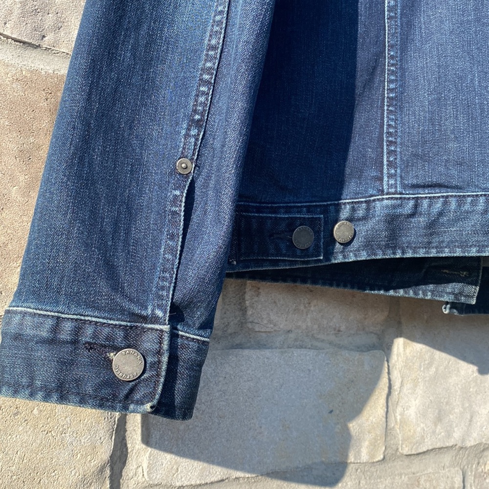 Mens Banana Republic Dark Denim Jean Jacket Button Down Large New Condition - Picture 10 of 11